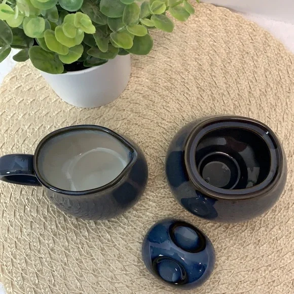 VTG Sango dusty blue creamer and sugar bowl set - Picture 2 of 14